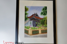 Hand-embroidered painting - One Pillar pagoda